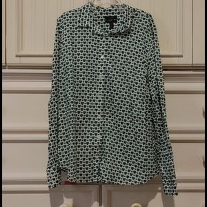 J. Crew Bee and Hearts Button Down Blouse